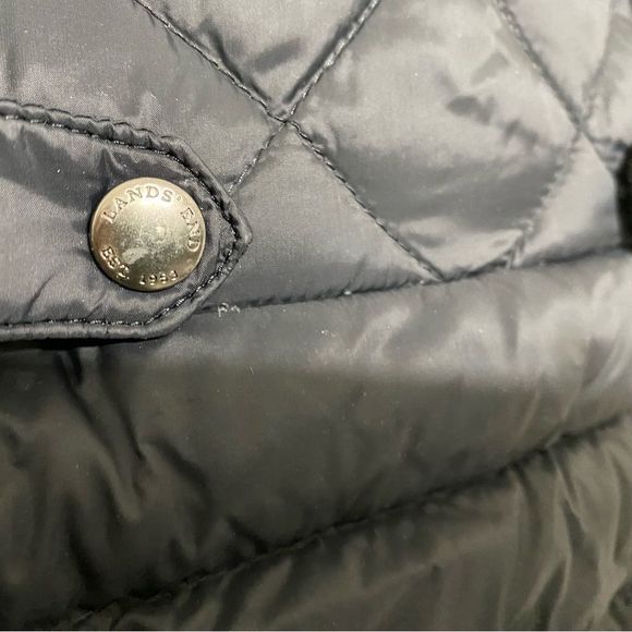 Lands End Down Puffer Coat Jacket women’s Size S (6-8) Black - Picture 10 of 13